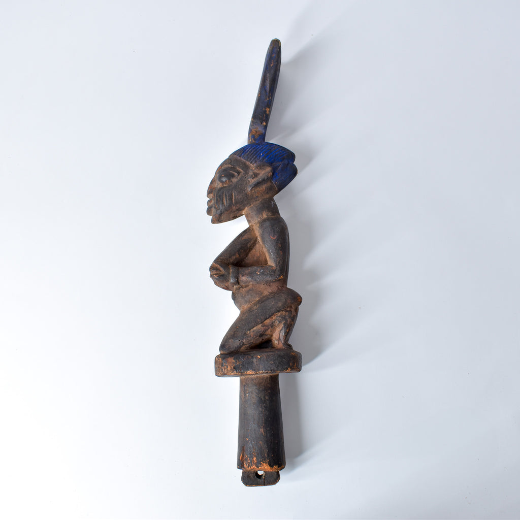 Yoruba Shango Figure Wand Kneeling Nigeria