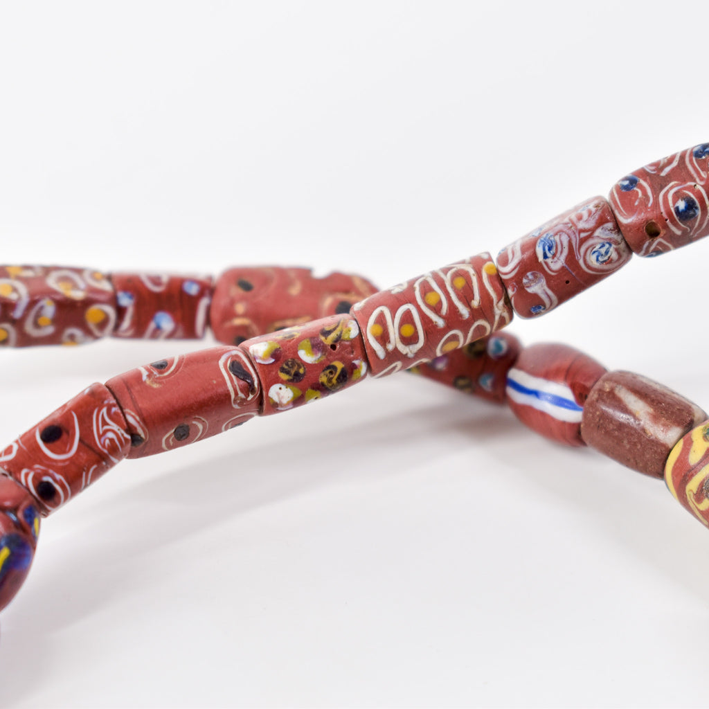 Venetian Mixed Brick Red Trade Beads30 Inch