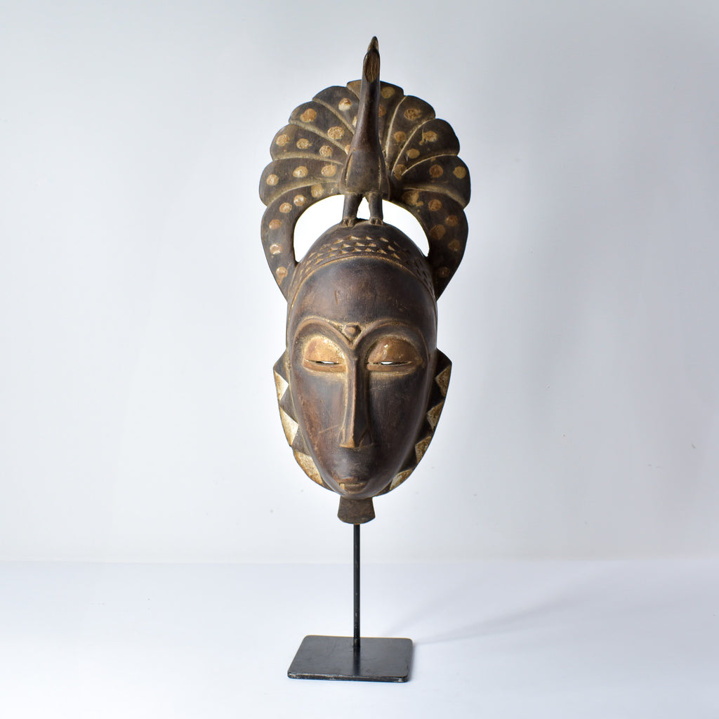 Guro Figural Mask with Peacock Côte d'Ivoire