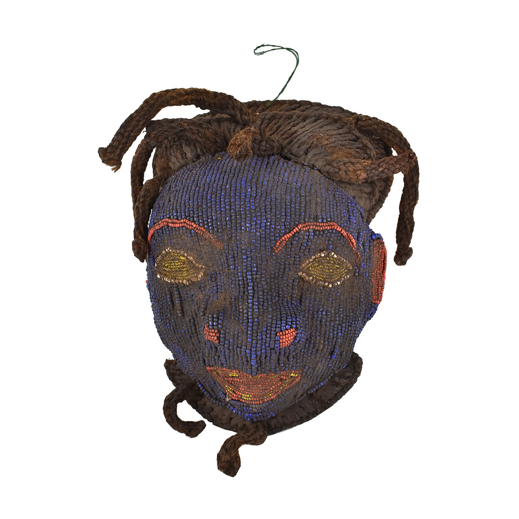 Bamun Beaded Face Mask with Raffia Cameroon