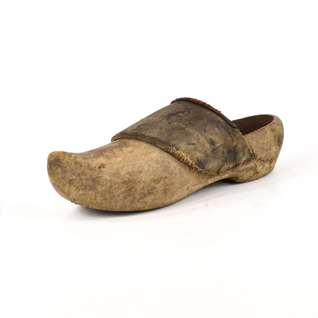 Antique Wooden Shoe with Fabric Morocco