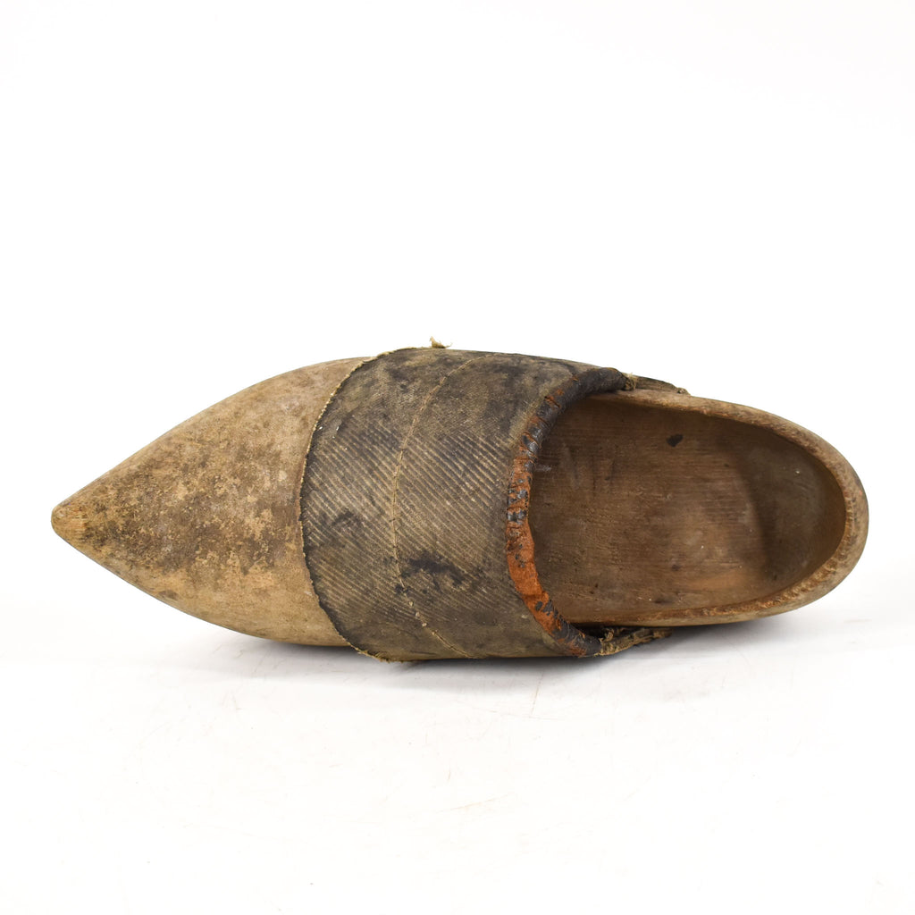 Antique Wooden Shoe with Fabric Morocco