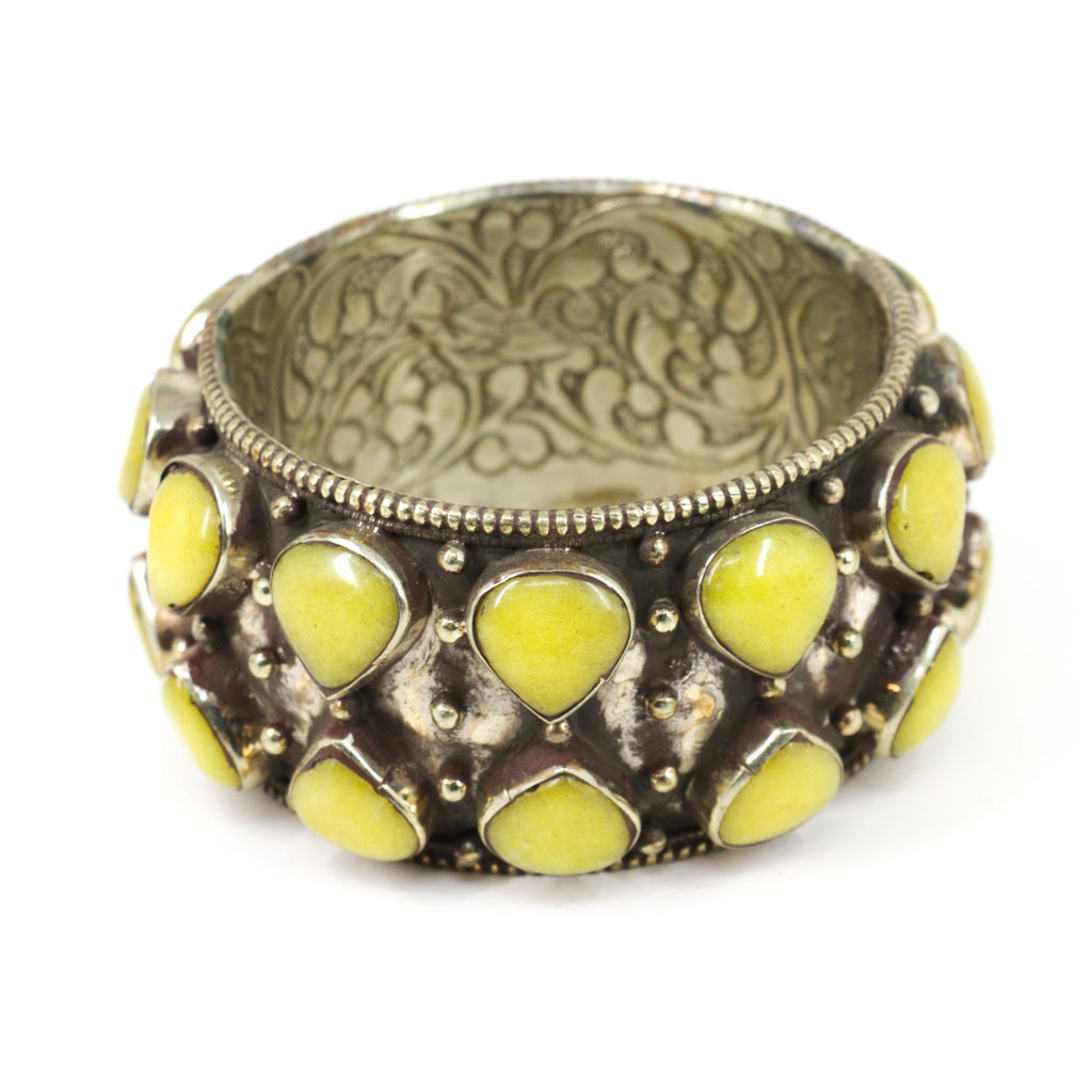 Tibetan Yellow Resin Repoussé Bangle