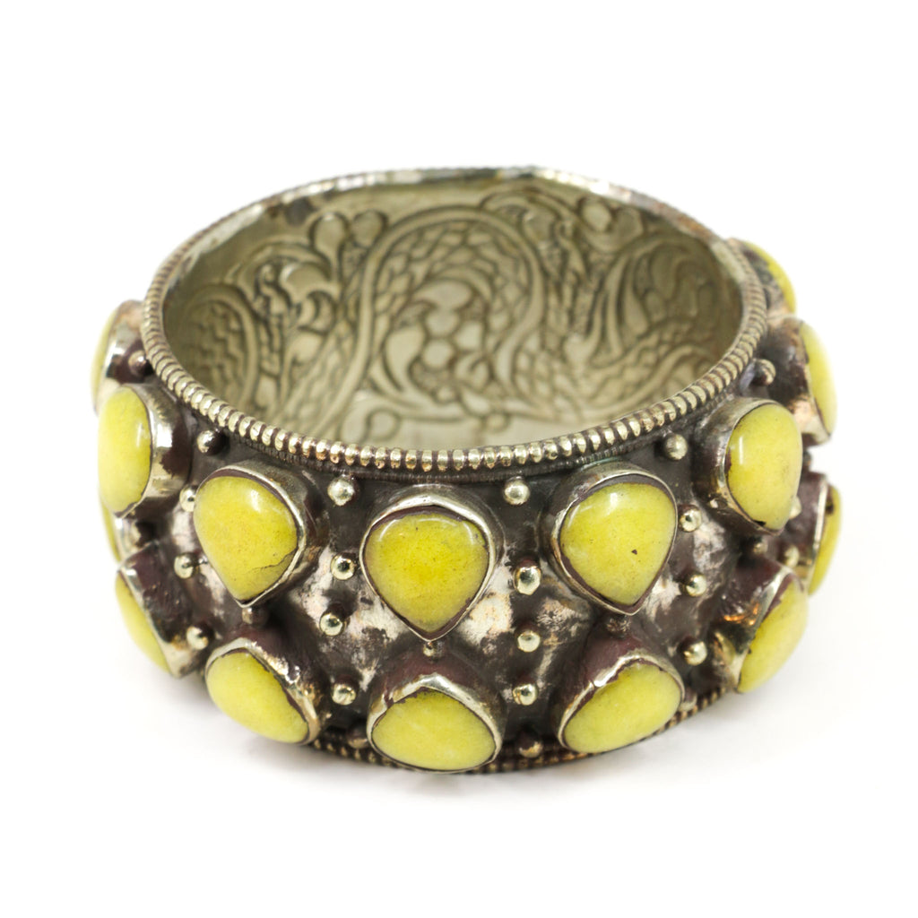 Tibetan Yellow Resin Repoussé Bangle