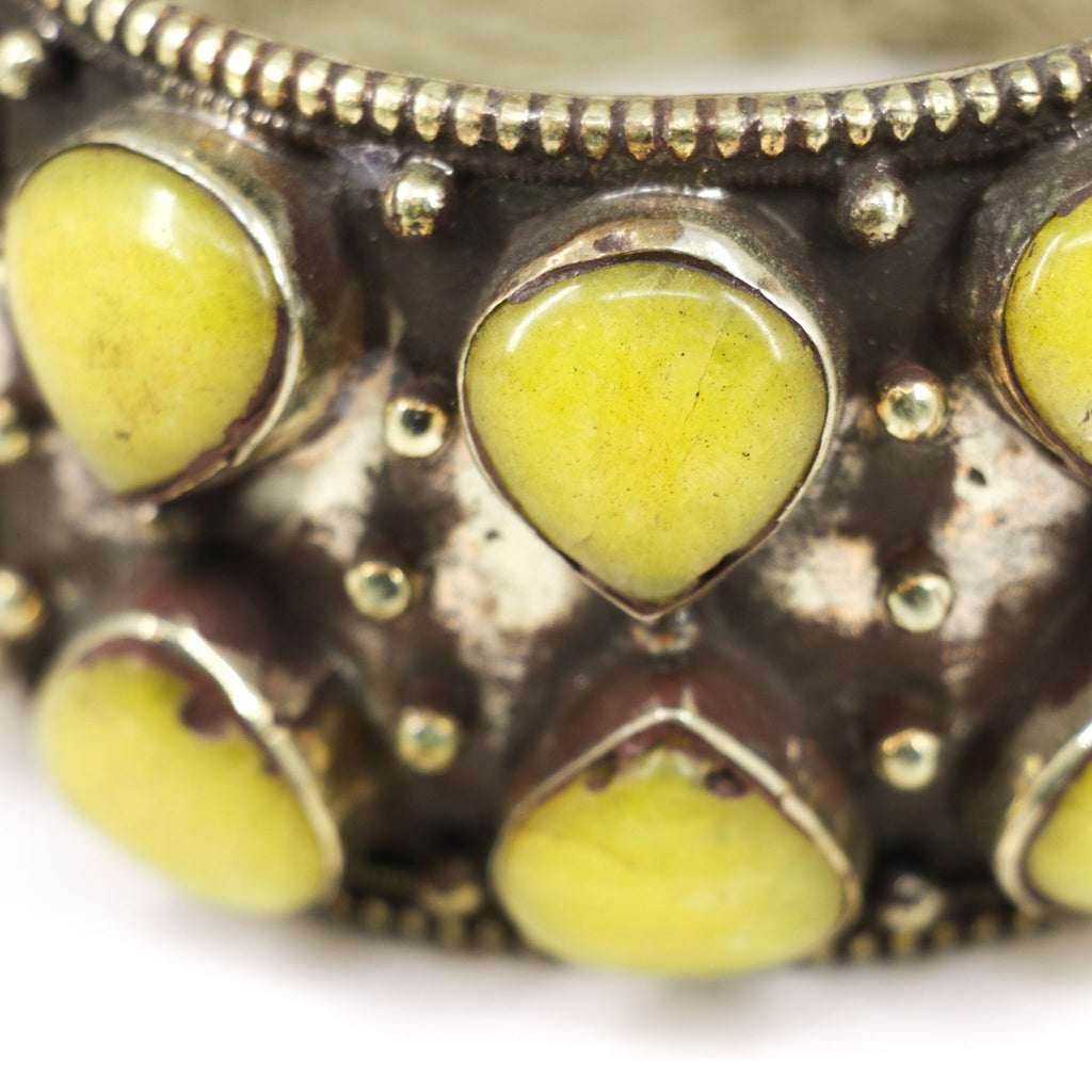 Tibetan Yellow Resin Repoussé Bangle