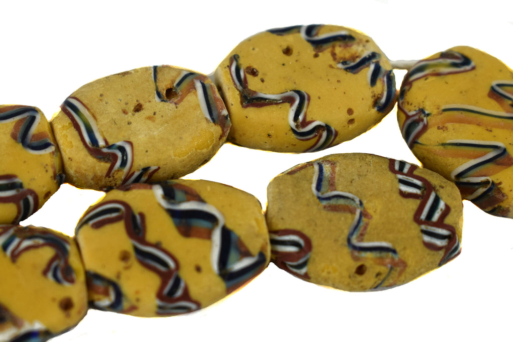 7 Yellow Tabular Venetian Trade Beads