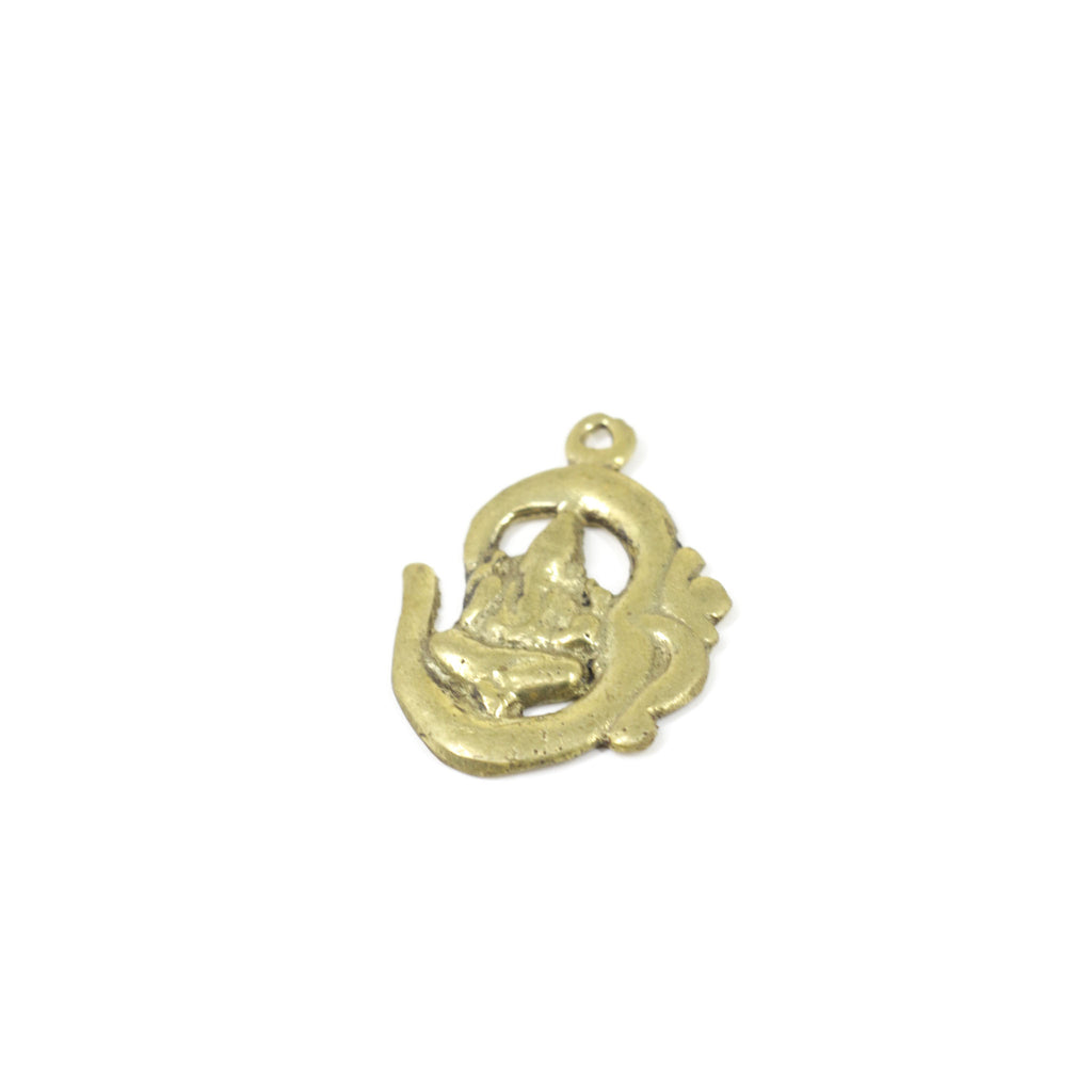 4 Tibetan Ohm Pendants Gold Repoussé