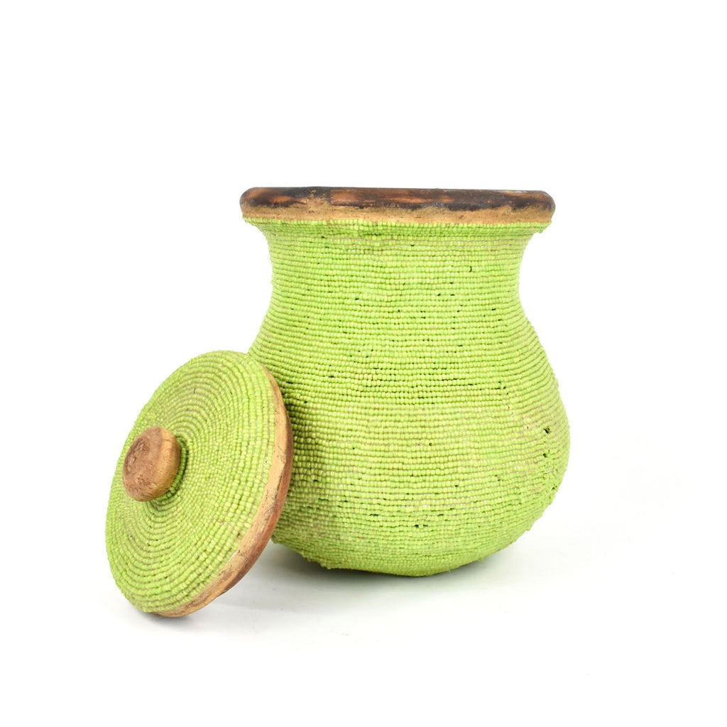 Luba Green Beaded Vase Congo