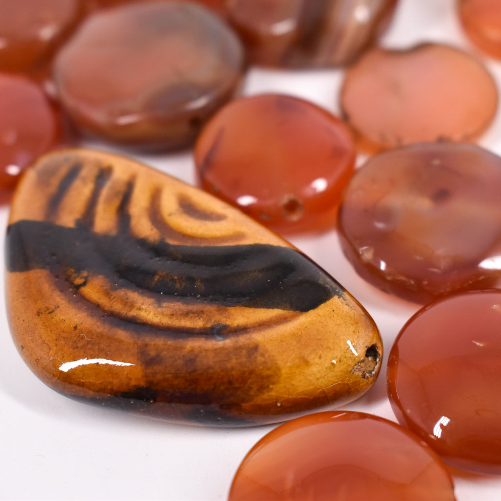 27 Carnelian Stone Beads Ruth Flynn Collection