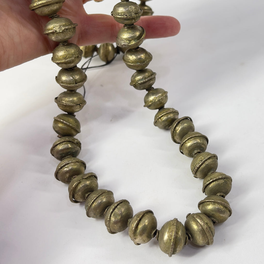 Old Ethiopian Silver Colored Trade Beads 30 Inch