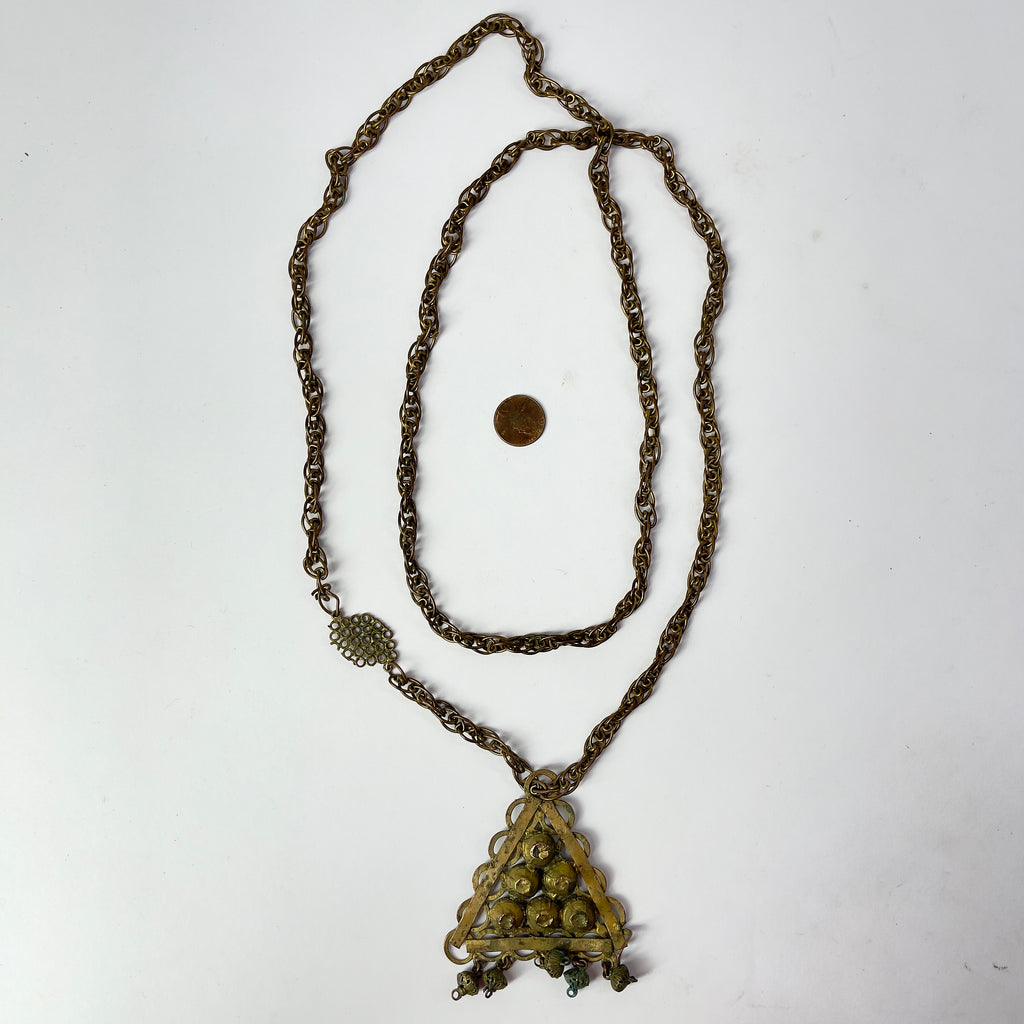 Yoruba Gilded Brass Necklace Nigeria 46 Inch