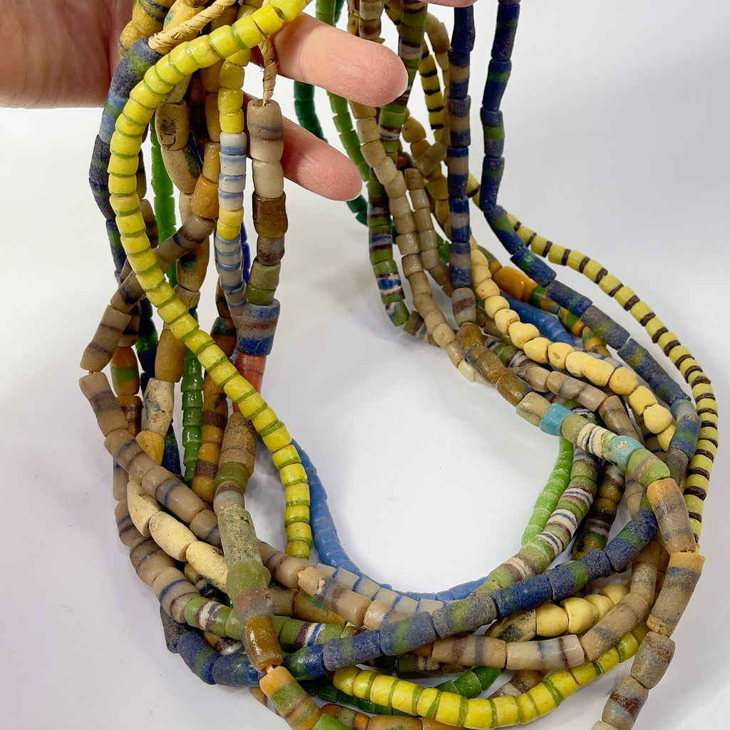 10 Strands Krobo "Recycled" Powder Glass Trade Beads