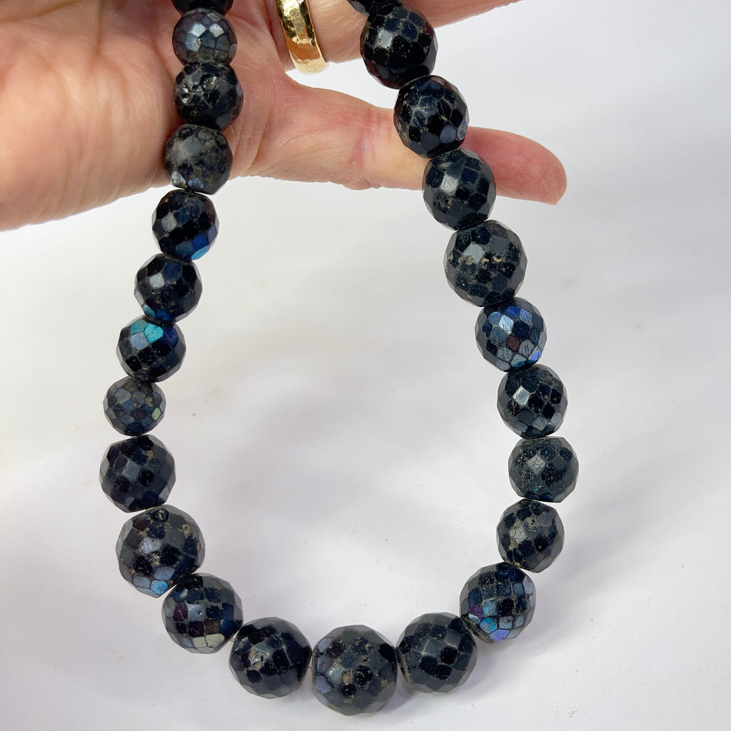 Iridescent Faceted Graduated Bohemian Black Trade Beads