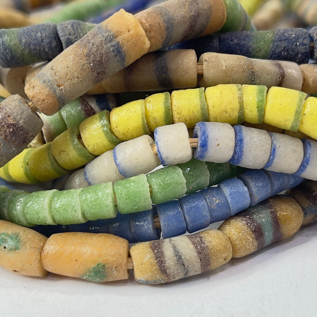 10 Strands Krobo "Recycled" Powder Glass Trade Beads