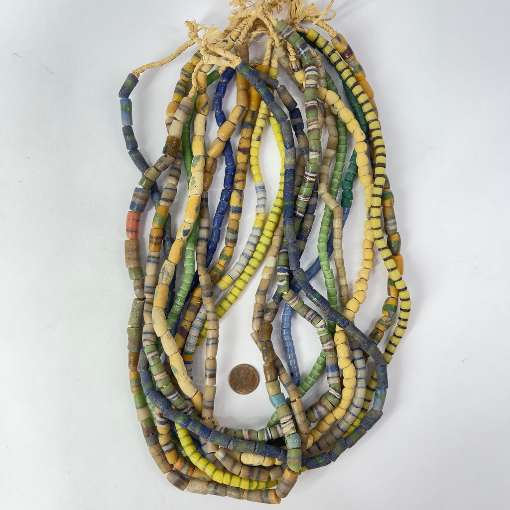 10 Strands Krobo "Recycled" Powder Glass Trade Beads