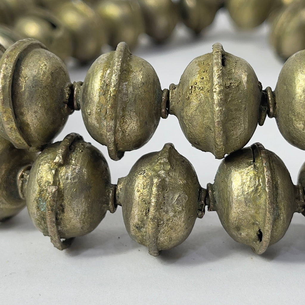 Old Ethiopian Silver Colored Trade Beads 30 Inch