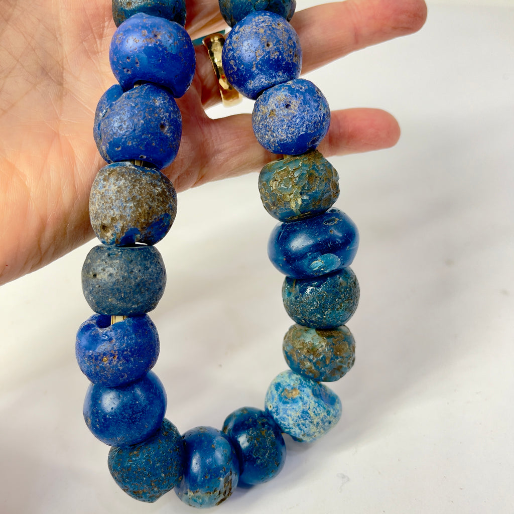 Dogon Bohemian Big Blue Round Trade Beads