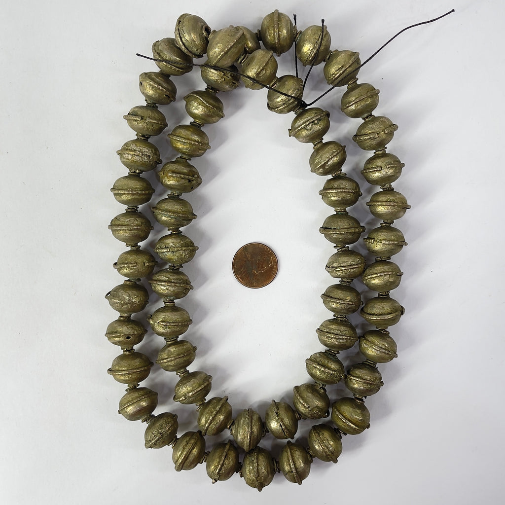 Old Ethiopian Silver Colored Trade Beads 30 Inch