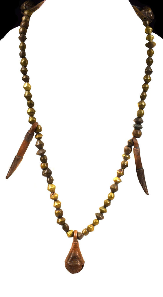 Yoruba Brass Beaded Necklace 32 Inch Nigeria