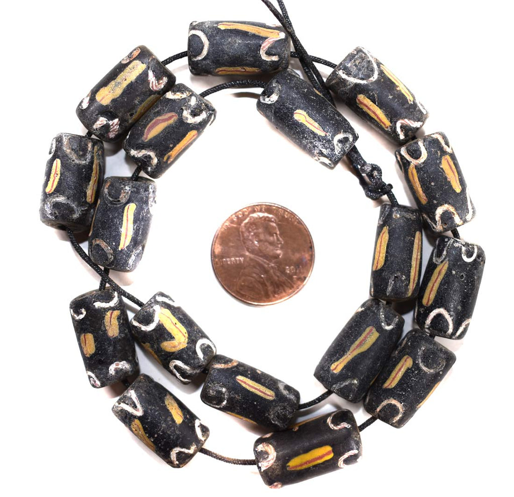 17 Black Venetian Trade Beads