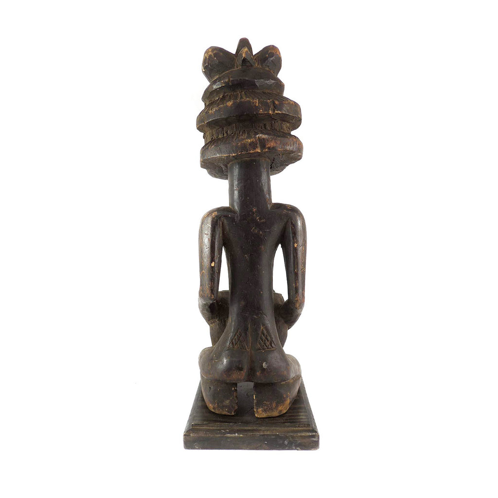 Luba Bowl Bearer Wood Figure Congo On Custom Stand