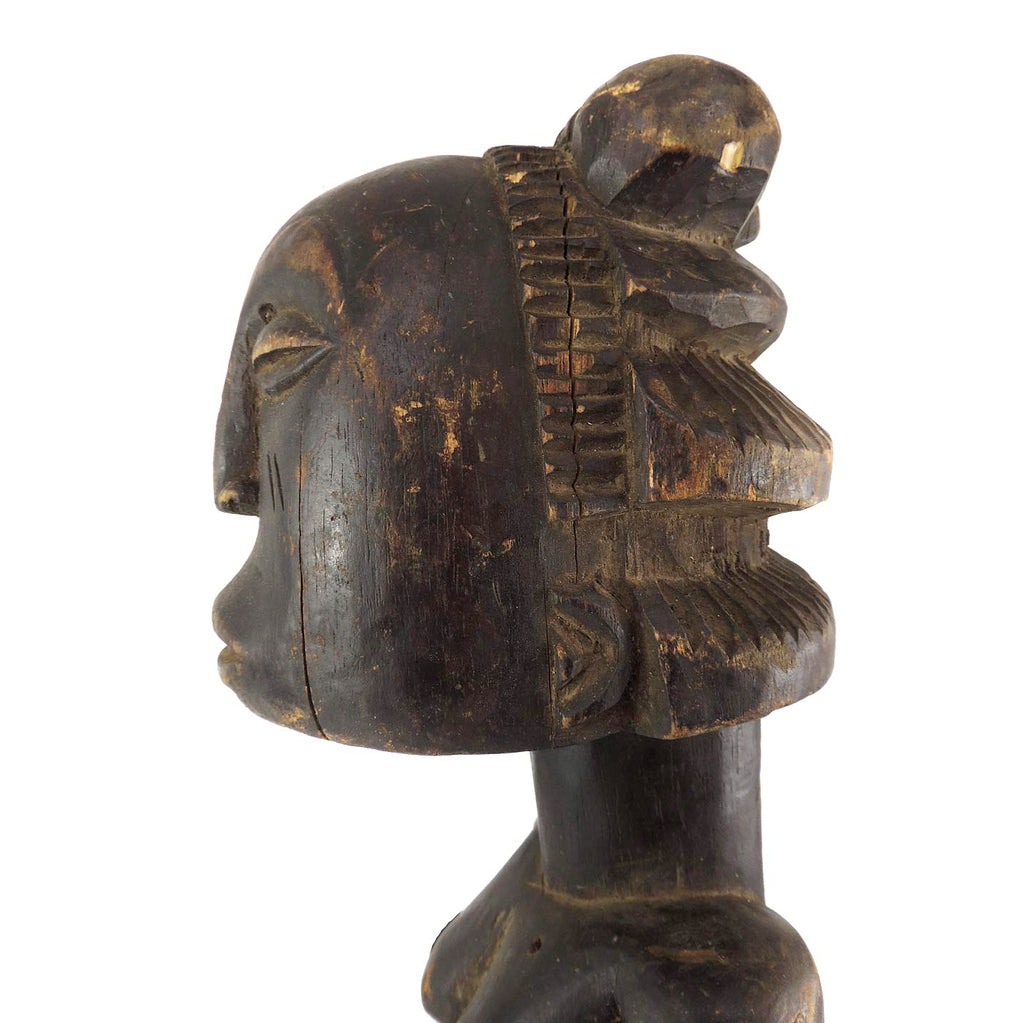 Luba Bowl Bearer Wood Figure Congo On Custom Stand