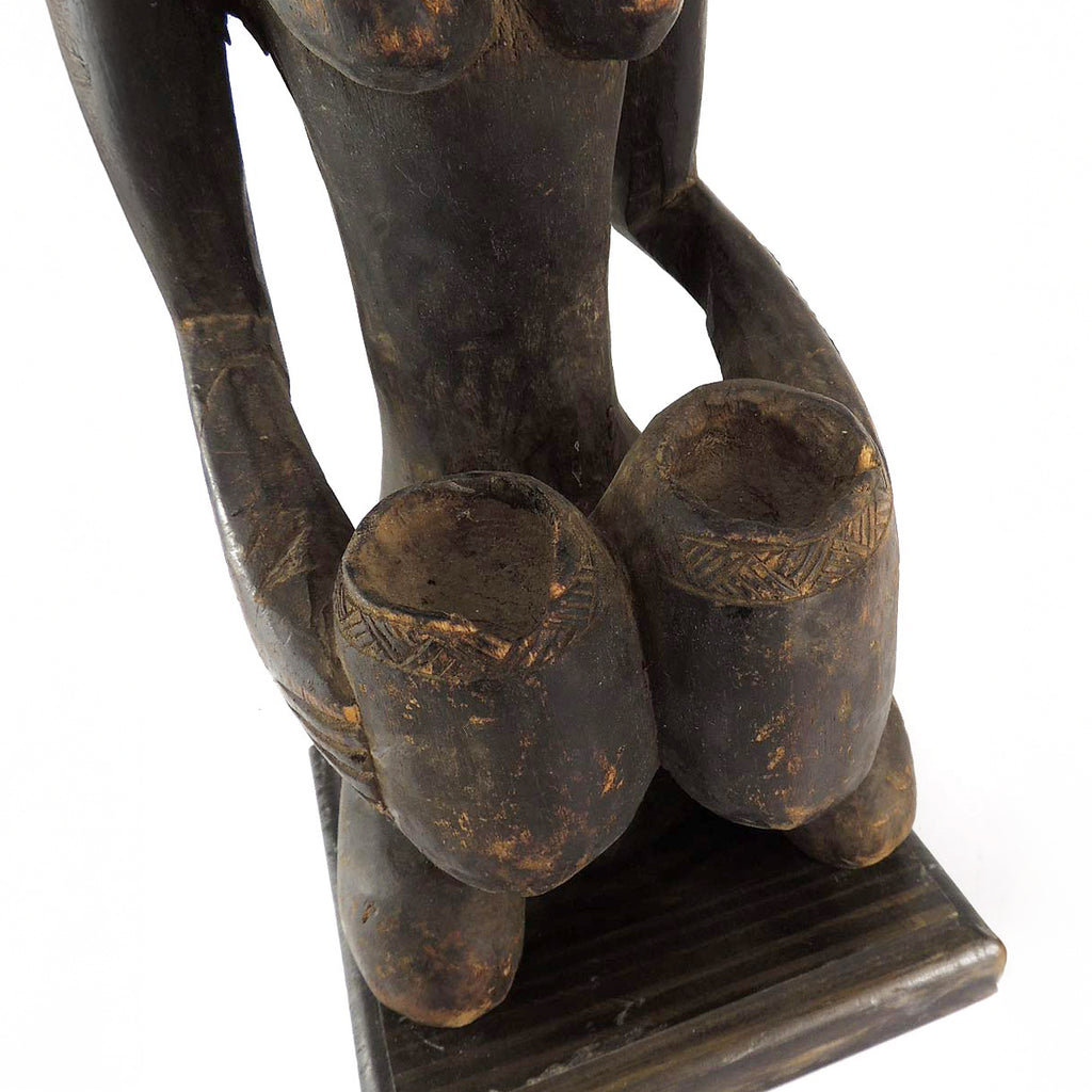 Luba Bowl Bearer Wood Figure Congo On Custom Stand