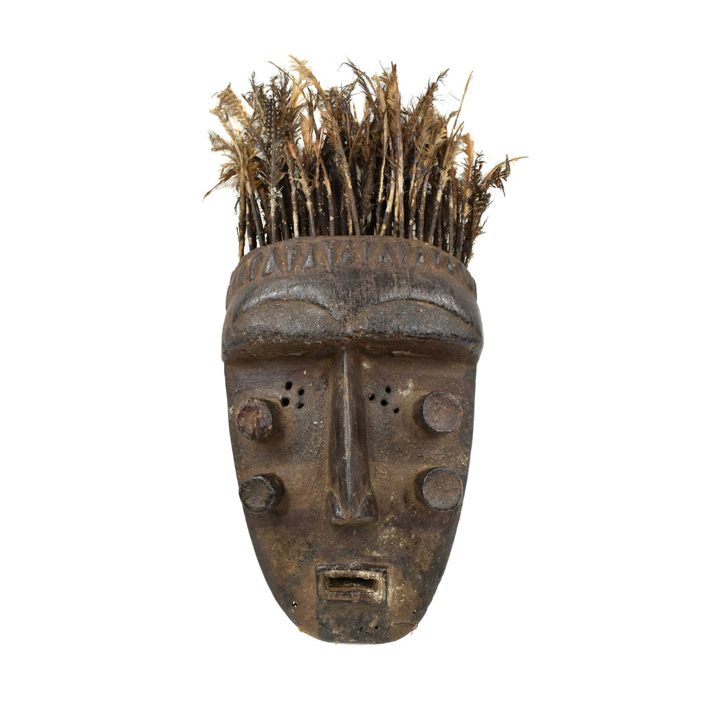 Grebo Mask with 4 Tubular Eyes and Feathers Liberia