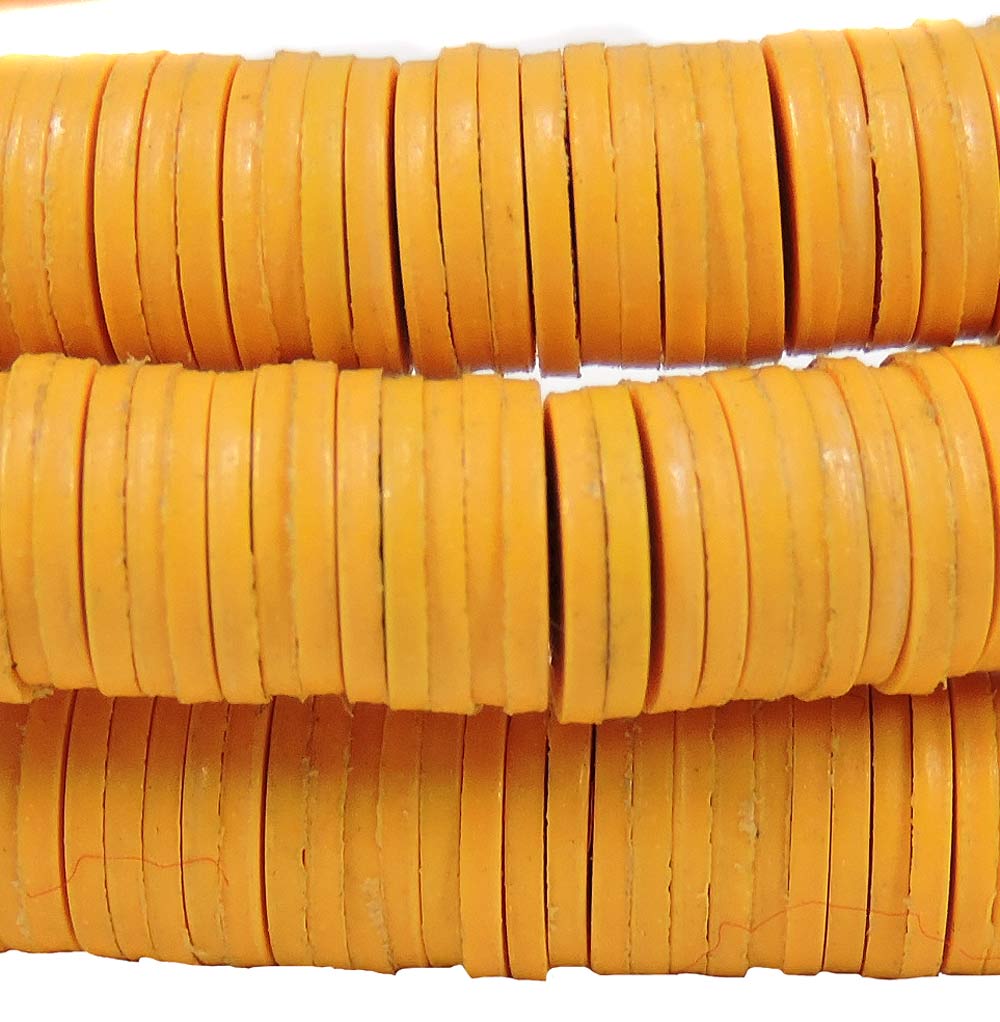 Yellow Vulcanite "Vinyl" Heishi Trade Beads 36 inch