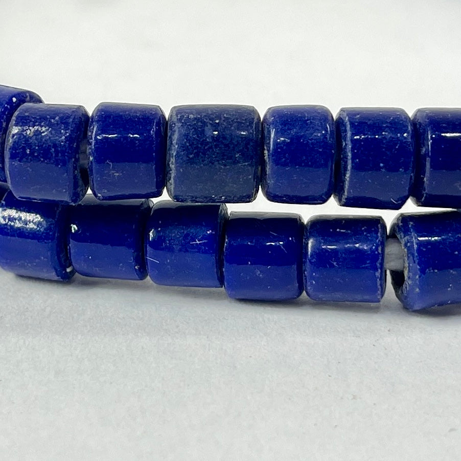 Flat Ended Venetian Blue Trade Beads 30 Inch