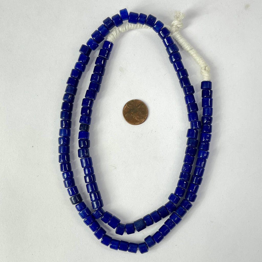 Flat Ended Venetian Blue Trade Beads 30 Inch