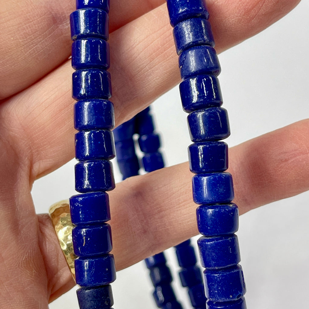 Flat Ended Venetian Blue Trade Beads 30 Inch