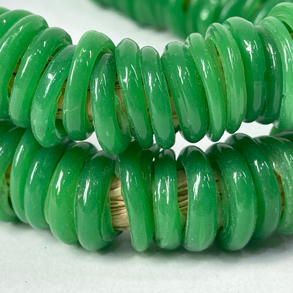 Italian Glass Rings Green Trade Beads