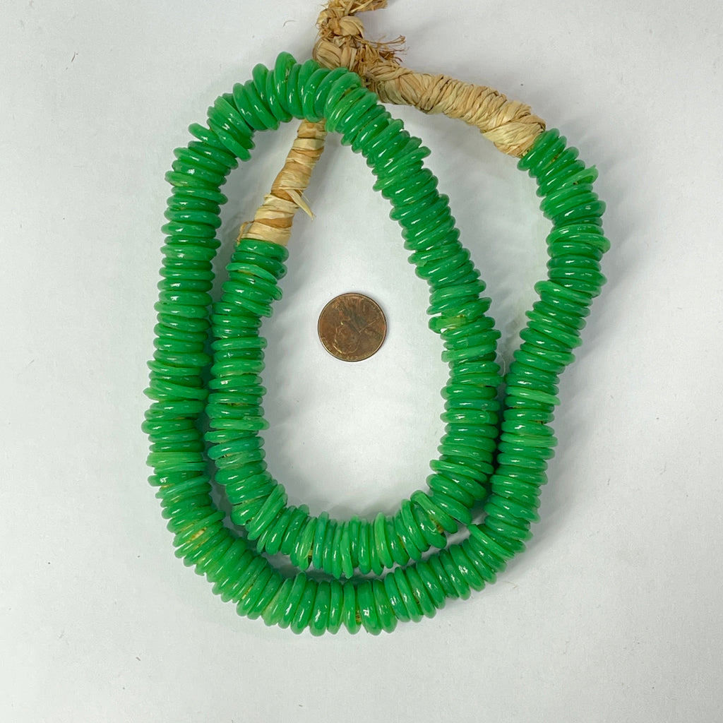 Italian Glass Rings Green Trade Beads