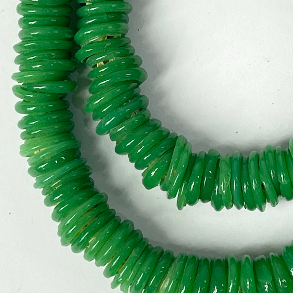 Italian Glass Rings Green Trade Beads