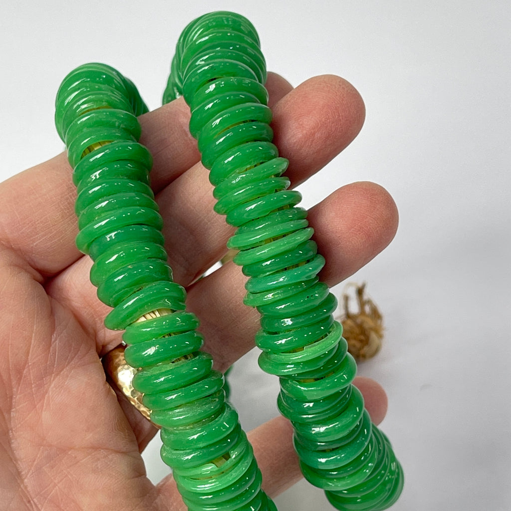 Italian Glass Rings Green Trade Beads