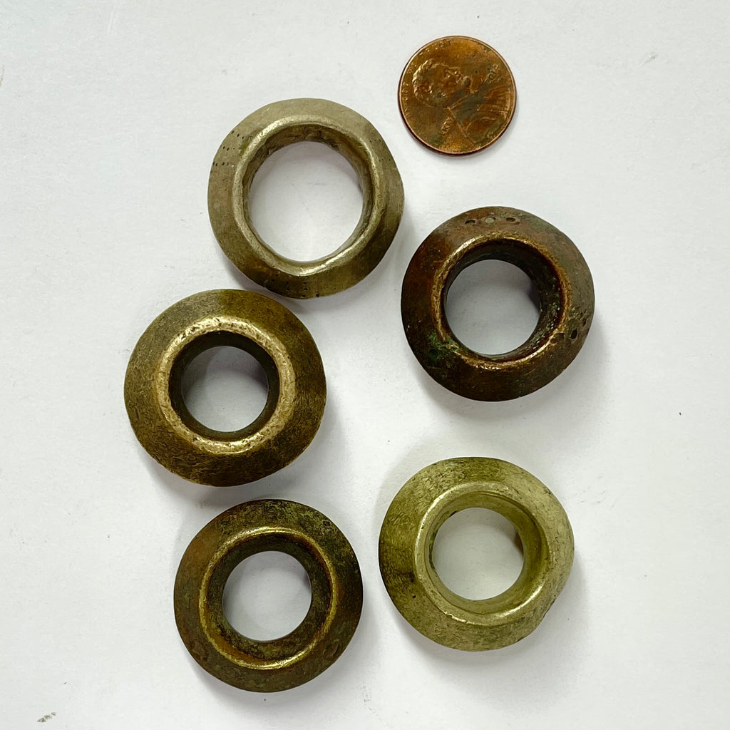 5 Brass Ring Beads Ethiopia