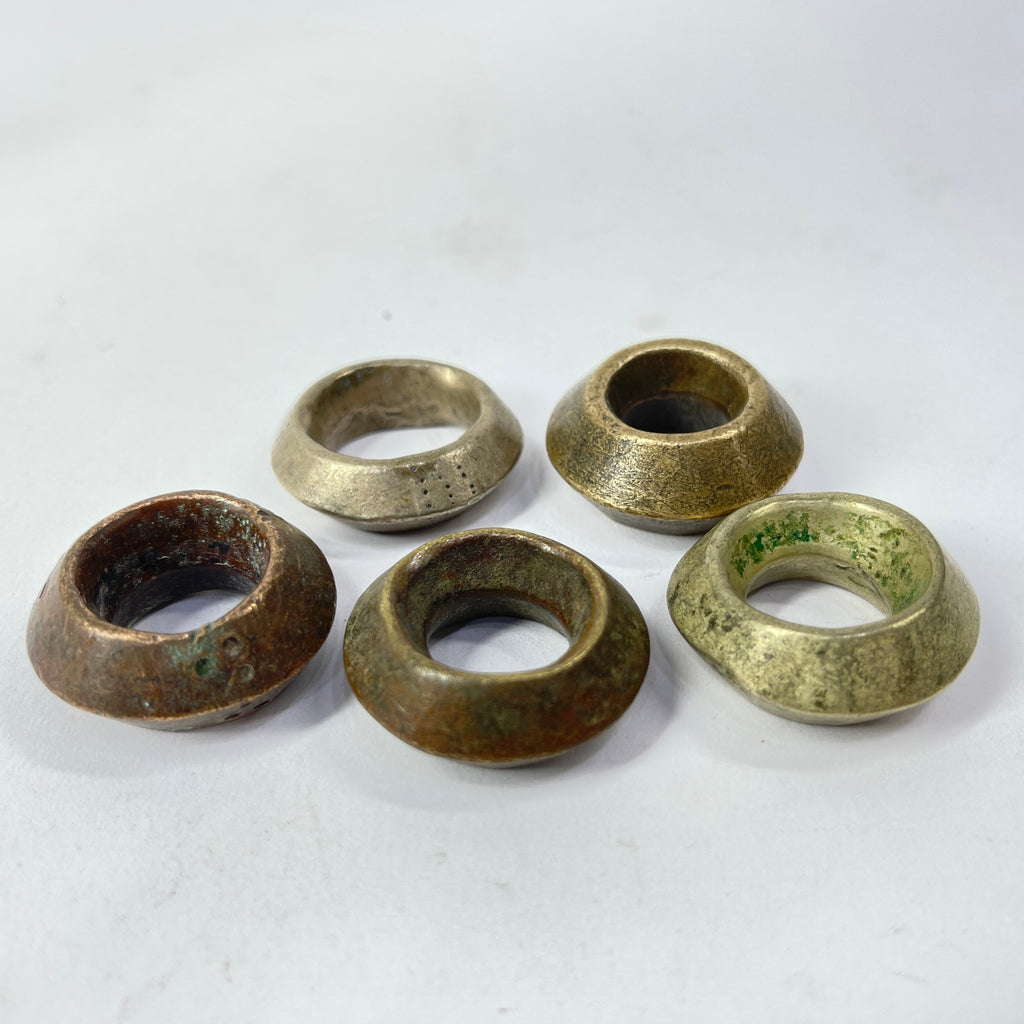 5 Brass Ring Beads Ethiopia