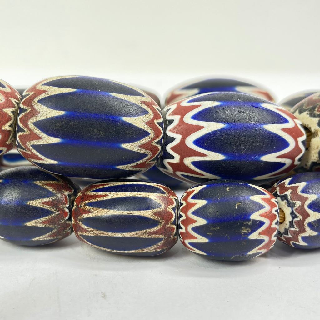 Six Layer Chevron Venetian Trade Beads JK Brown Collection 30 Inch