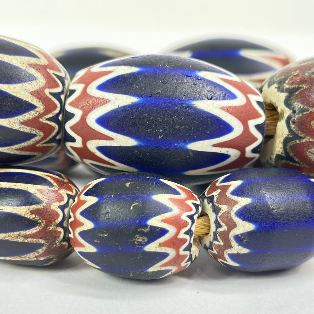 Six Layer Chevron Venetian Trade Beads JK Brown Collection 30 Inch