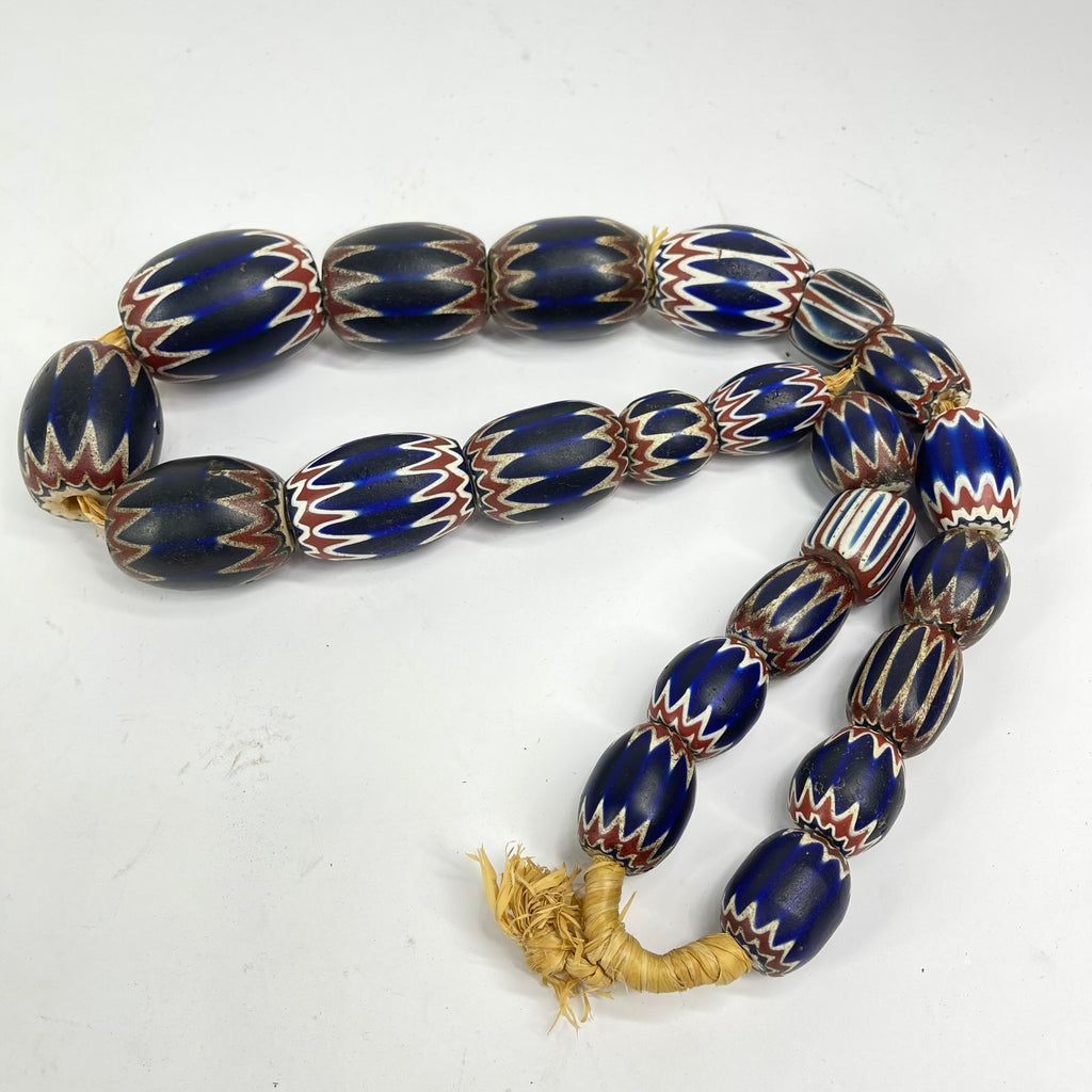 Six Layer Chevron Venetian Trade Beads JK Brown Collection 30 Inch