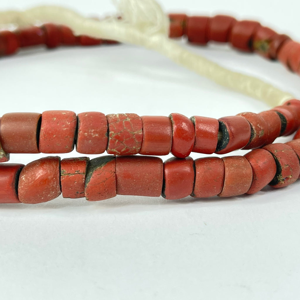 Red Green Heart Venetian Trade Beads