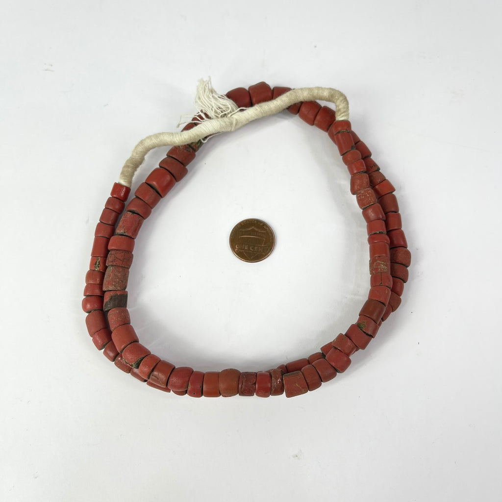 Red Green Heart Venetian Trade Beads