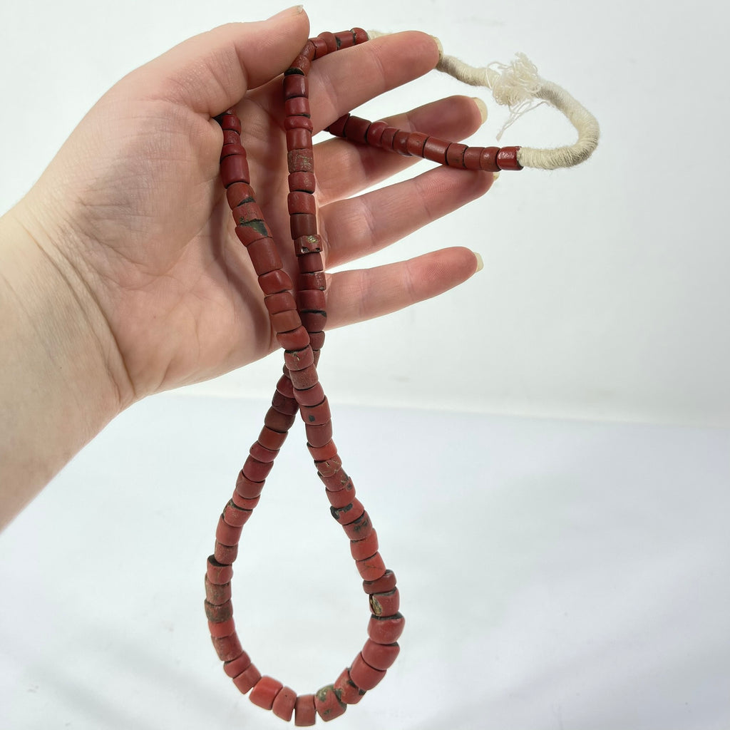 Red Green Heart Venetian Trade Beads