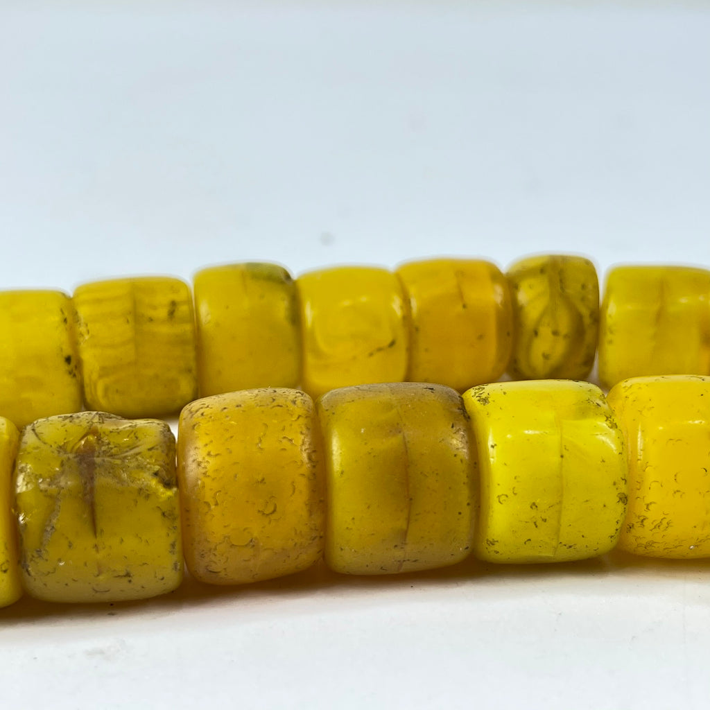 Old Bohemian Glass Yellow Trade Beads