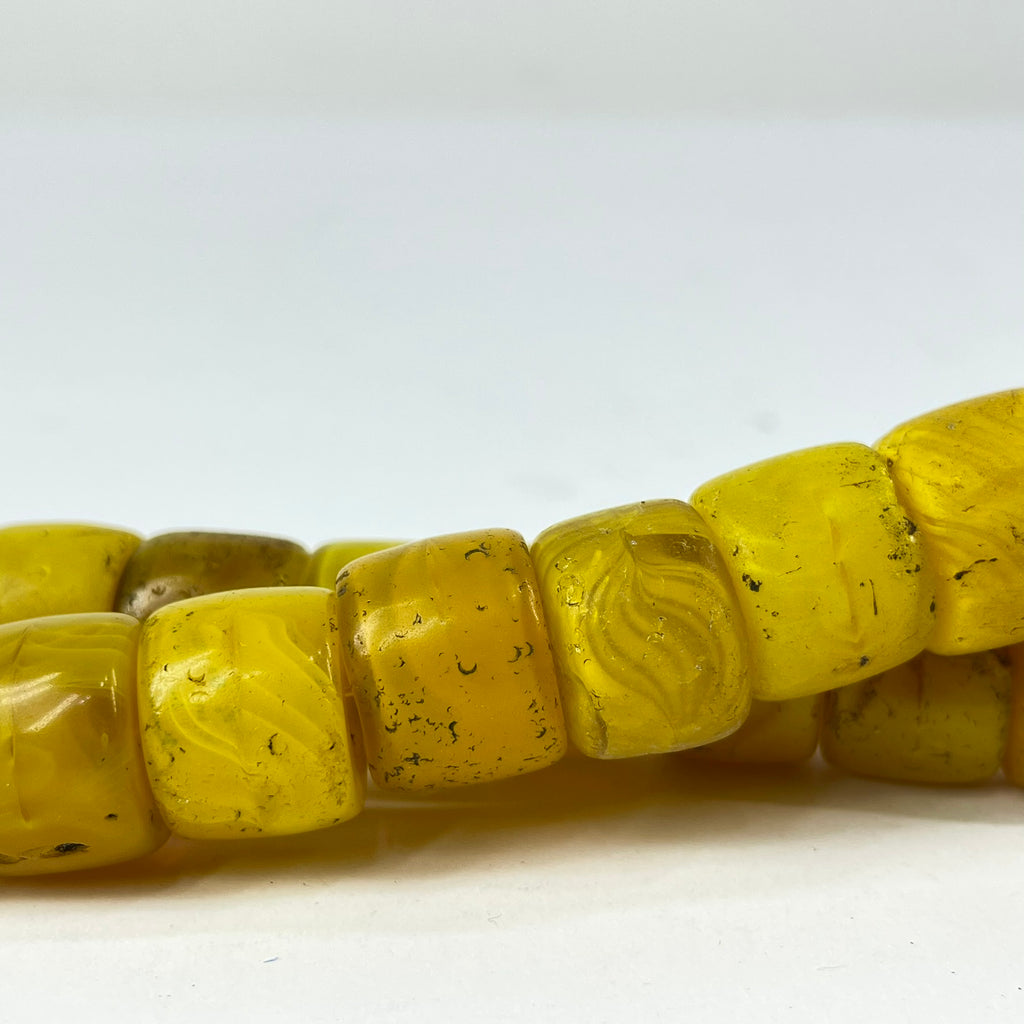 Old Bohemian Glass Yellow Trade Beads