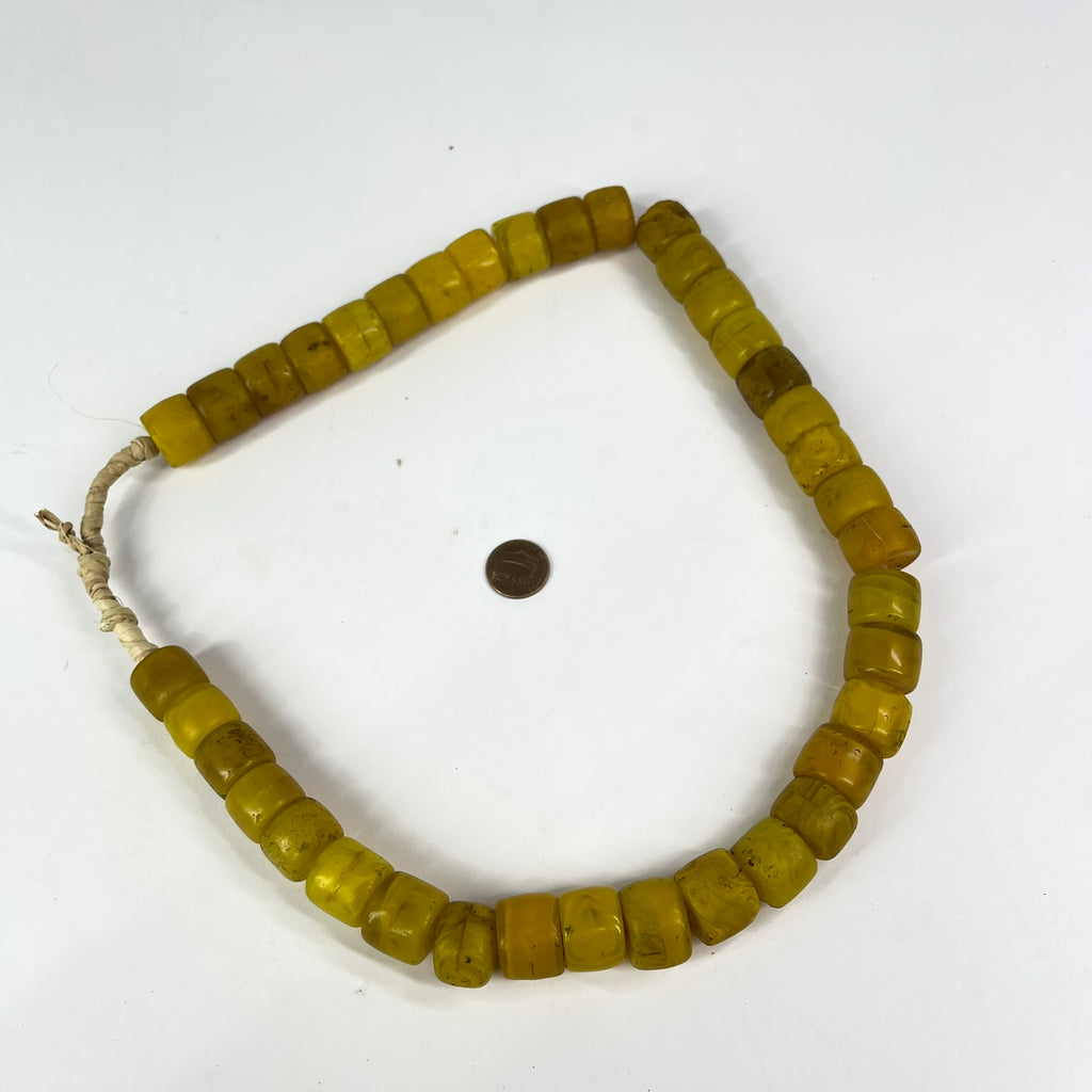 Old Bohemian Glass Yellow Trade Beads