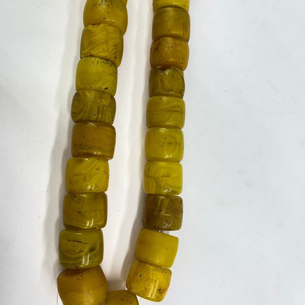 Old Bohemian Glass Yellow Trade Beads