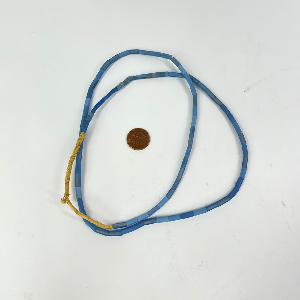 3 Strands Bida Glass Blue Trade Beads Nigeria 31 (in)