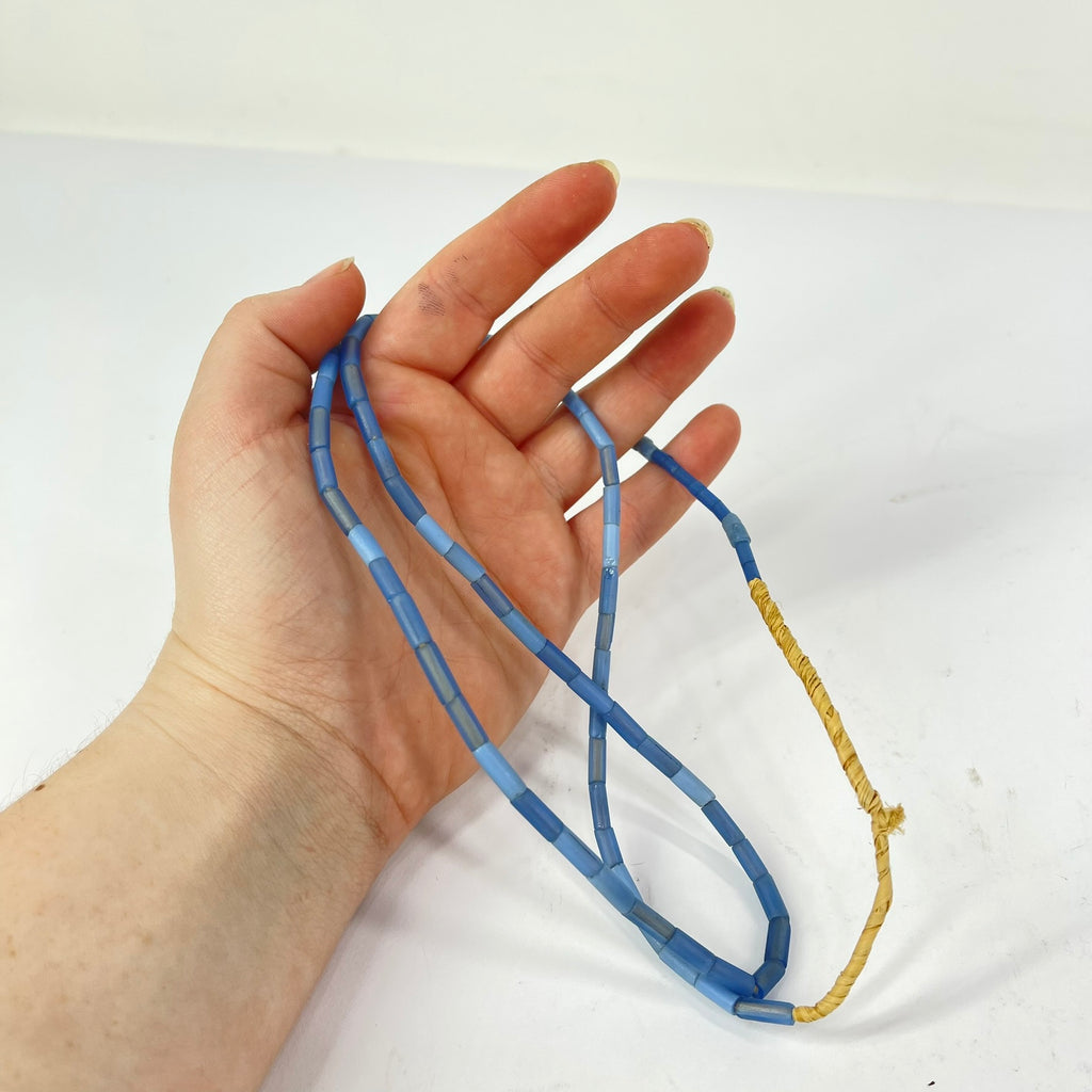 3 Strands Bida Glass Blue Trade Beads Nigeria 31 (in)